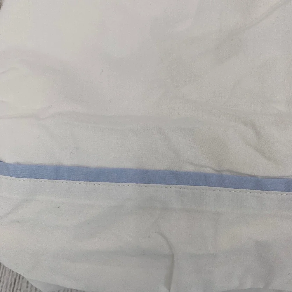 Ralph Lauren Palmer Duvet Cover KING White Sky Blue Ribbon Trim 100% Cotton